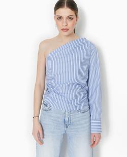 Chemise asymétrique one shoulder Femme - Couleur bleu - Taille 36 - Chemise et Blouse Femme - PIMKIE