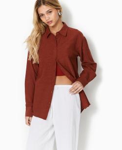 Chemise oversize unie Femme - Couleur marron - Taille XL - Chemise et Blouse Femme - PIMKIE