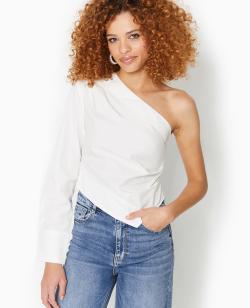 Top chemise asymétrique one shoulder Femme - Couleur blanc - Taille 40 - Chemise et Blouse Femme - PIMKIE