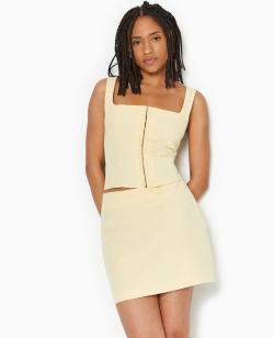 Top court à bretelles façon corset Femme - Couleur marron - Taille 34 - Chemise et Blouse Femme - PIMKIE