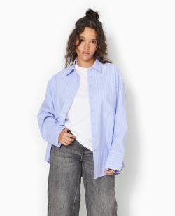Chemise oversize ouverture dos motif rayures Femme - Couleur bleu - Taille M - Chemise et Blouse Femme - PIMKIE
