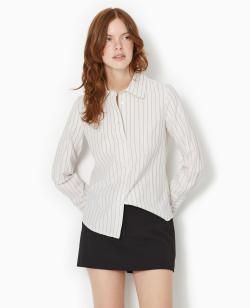 Chemise cintrée manches longues motif rayures Femme - Couleur marron - Taille 34 - Chemise et Blouse Femme - PIMKIE