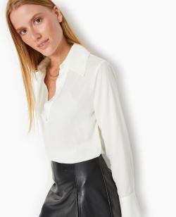 Blouse manches longues avec col Femme - Couleur blanc - Taille S - Chemise et Blouse Femme - PIMKIE