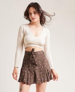 Jupe-short à volant Femme - Couleur marron - Taille 34 - Jupe Femme - PIMKIE