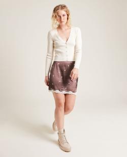 Jupe courte satinée Femme - Couleur marron - Taille 38 - Jupe Femme - PIMKIE
