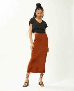 Jupe longue en maille fluide Femme - Couleur marron - Taille XS - Jupe Femme - PIMKIE