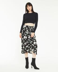 Jupe midi effet porte-feuille Femme - Couleur noir - Taille 40 - Jupe Femme - PIMKIE