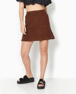 Jupe courte en tissu effet froissé Femme - Couleur marron - Taille L - Femme - PIMKIE