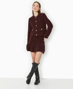 Jupe courte en maille bouclette avec volant Femme - Couleur rouge - Taille S - Jupe Femme - PIMKIE