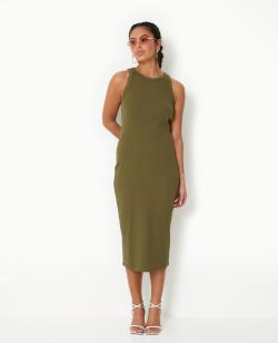 Robe débardeur maille côtelée Femme - Couleur vert - Taille XL - Robe Femme - PIMKIE