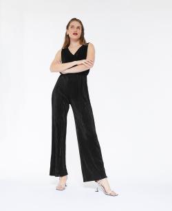 Combinaison en tissu plissé Femme - Couleur noir - Taille M - Combinaison et Salopette Femme - PIMKIE