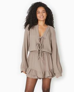 Robe combishort en gaze de coton Femme - Couleur marron - Taille L - Short Femme - PIMKIE