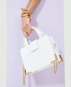 Sac boxy effet croco verni