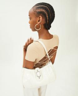 Sac baguette effet croco verni