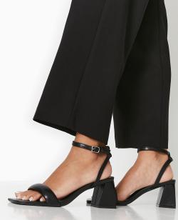 Sandales 1 bride avec talons trapèzes Femme - Couleur noir - Taille 37 - Sandales à talons Femme - PIMKIE