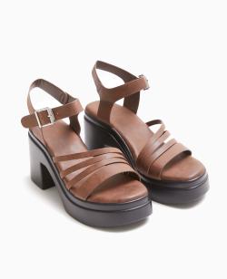 Sandales compensées avec multi-brides Femme - Couleur marron - Taille 39 - Sandales à talons Femme - PIMKIE