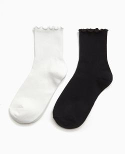 Lot de 2 paires de chaussettes avec bords ondulés