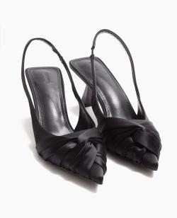 Escarpins en satin bouts pointus talons ouverts Femme - Couleur noir - Taille 36 - Sandales à talons Femme - PIMKIE