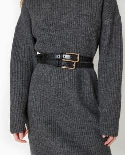 Ceinture effet croco double boucle