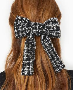 Barrette avec nœud en tweed