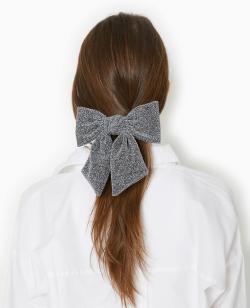 Barrette avec nœud argenté