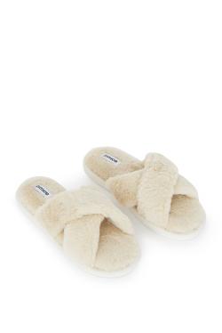 Paire de chaussons fourrure brides croisées