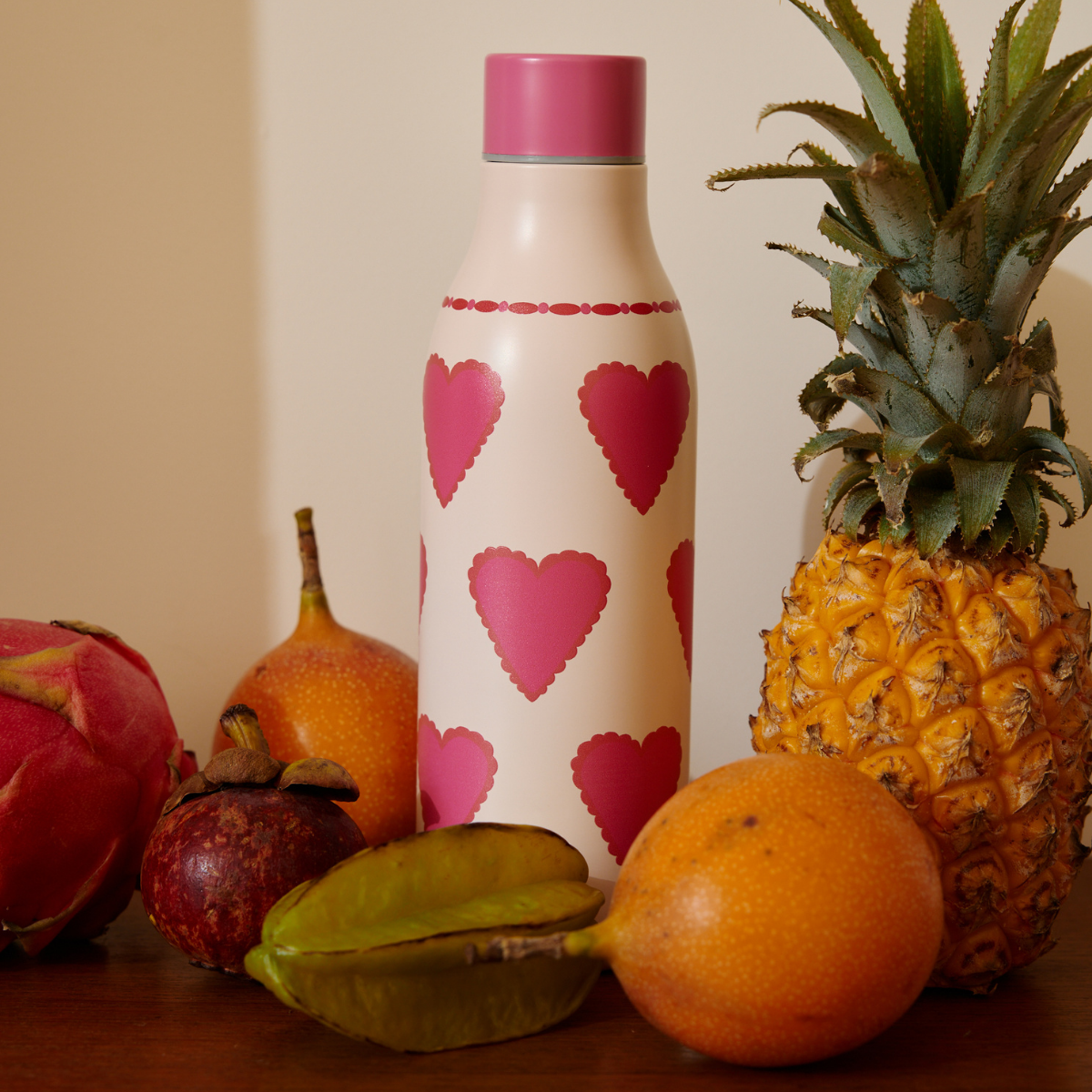 Gourde isotherme cœurs roses 550ml - Paraty