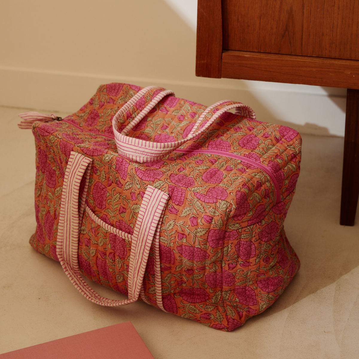 Sac week-end block print rose - Paraty