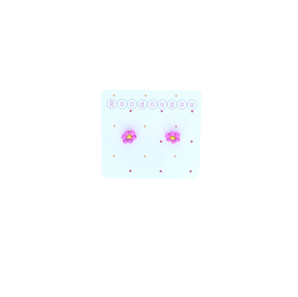 Boucles d'oreilles petites marguerites rose