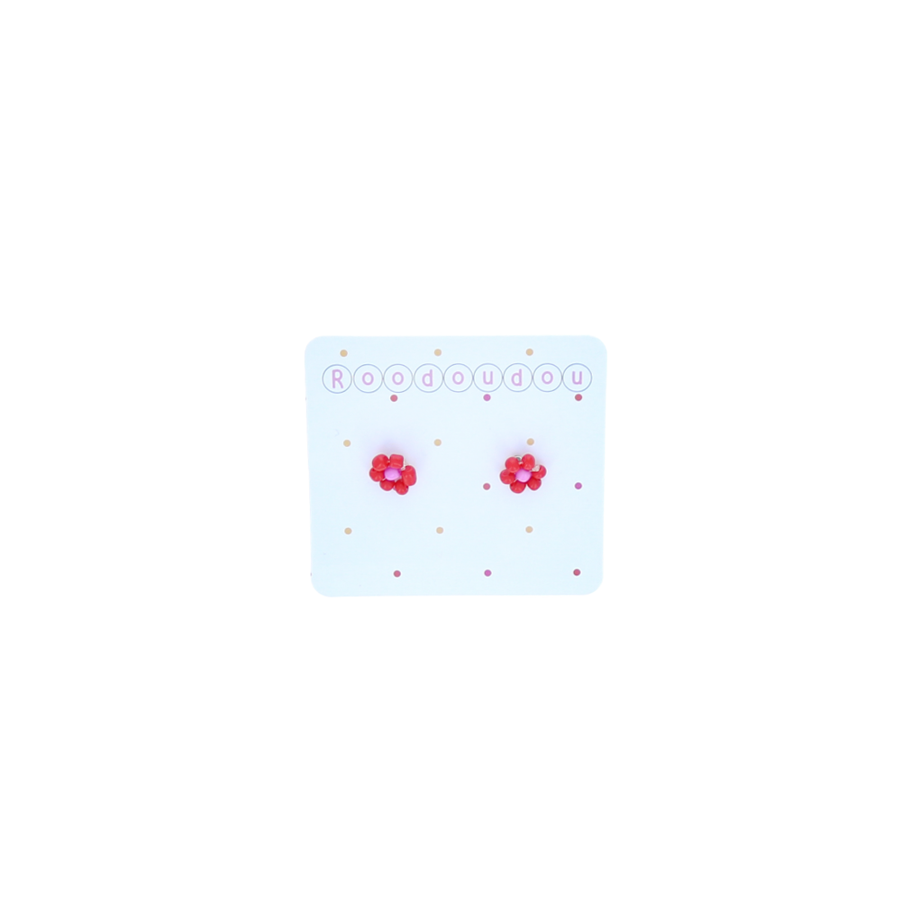 Boucles d'oreilles petites marguerites rouge