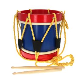 Tambour en bois bleu et rouge