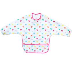 Bavoir tablier manches longues multicœurs 1-3 ans