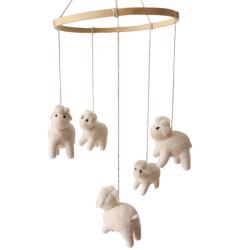 Mobile bébé moutons écru