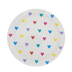 Assiette mélamine coeurs multicolores