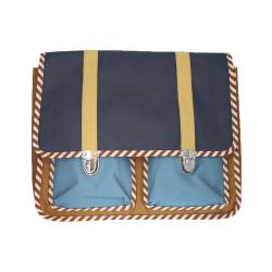 Cartable d'école bleu et marron
