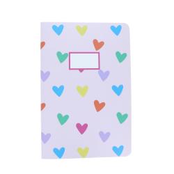 Cahier motifs cœurs multicolores