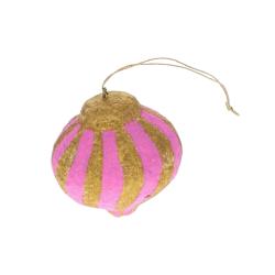 Boule de Noël goutte spirale rose or