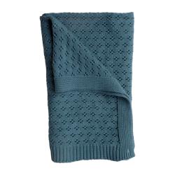 Couverture en tricot pointelle bleu