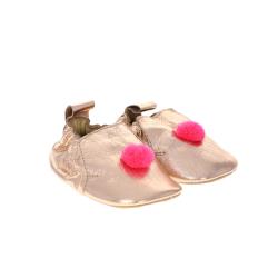 Chaussons bébé pompon rose fluo 12-18 mois