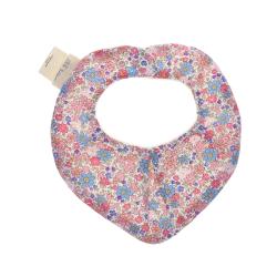 Bavoir bandana éponge fleuri bleu et rose