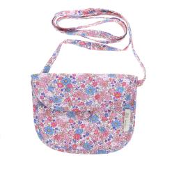 Sac bandoulière fleuri bleu et rose
