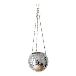 Cache-pot à suspendre boule disco à facettes argent 20 cm