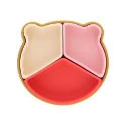 Assiette à compartiments en silicone rose