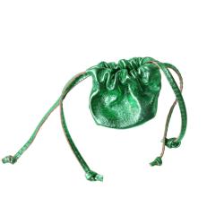 Porte-monnaie bourse cuir vert émeraude