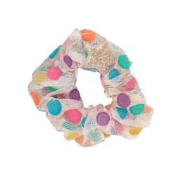 Chouchou en tulle à pois multicolores