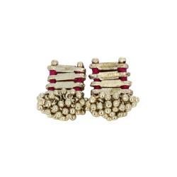 Boucles d'oreilles Indiennes carrées rose - Mariage Indien