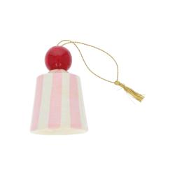 Suspension de Noël clochette rayée rose