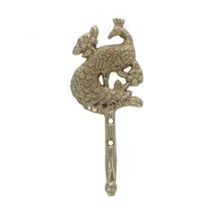 Patère en laiton paon