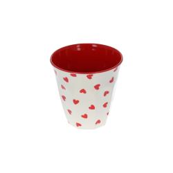 Petit verre en mélamine cœurs rouge