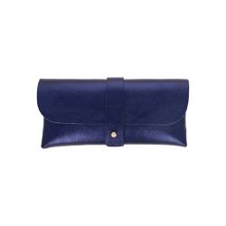 Etui à lunettes cuir irisé bleu nuit